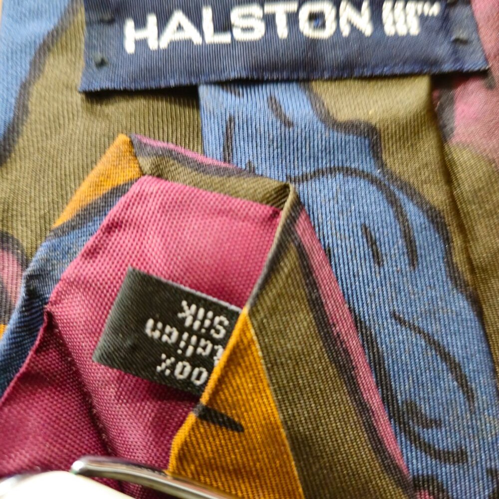 Halston III Silk Tie Italian Colorful - Picture 5 of 8